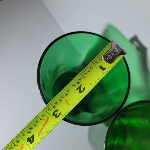 Vintage Mary Gregory Green Glass Tumblers With White Deer Design Set Of 2 - Picture 8 of 8